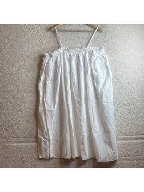 NWT Brave+True Womens White Spaghetti Strap Relaxed Mini Trapeze Dress L LARGE